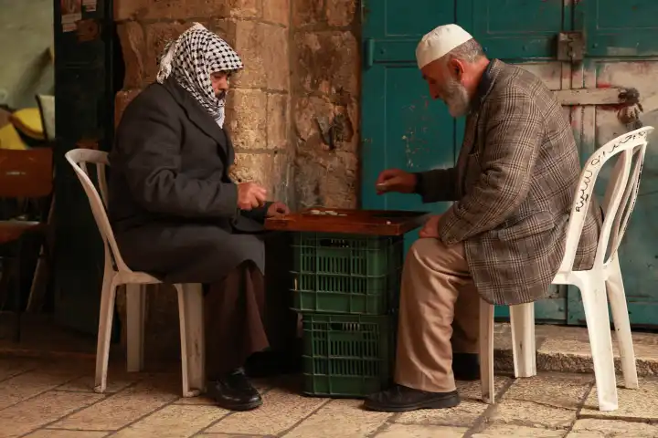 Jerusalem medina backgammon players, Israel