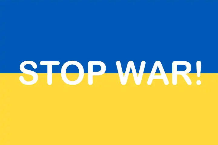 STOP WAR The national flag of Ukrain