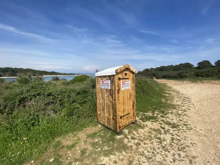 Outside toilet, National Park Pula Kamenjak, Croatia, Europe