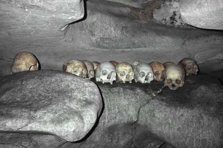 Traditional gravecaves of the Torajas at Rantepao in Celebes