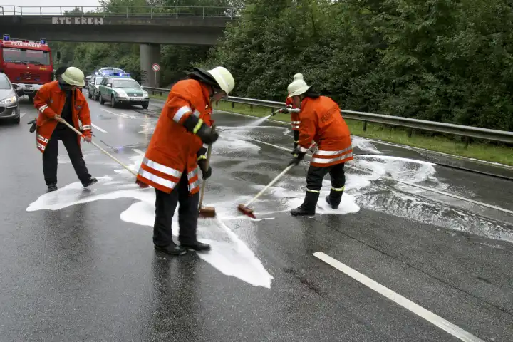 Firemen cleaning the Street