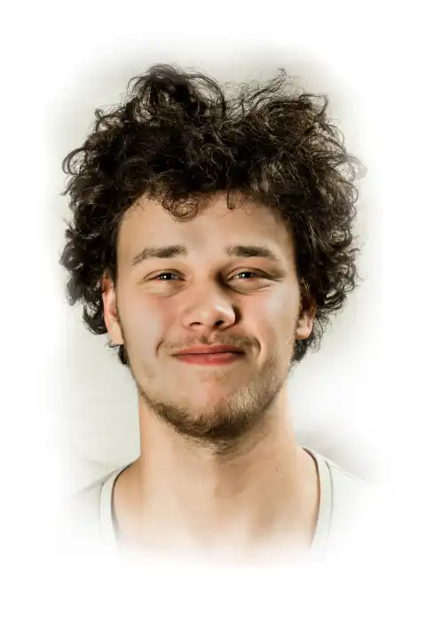 Relaxed young man with chaotic hair style