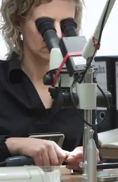 Woman with Microscope