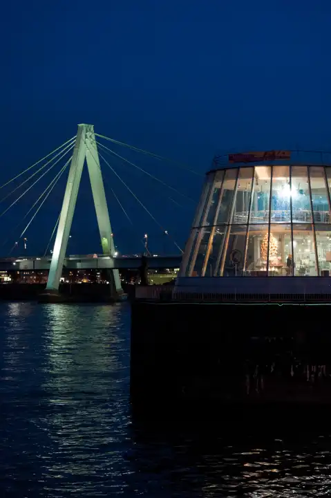 Chocolate Museum and Severins bridge in Cologne