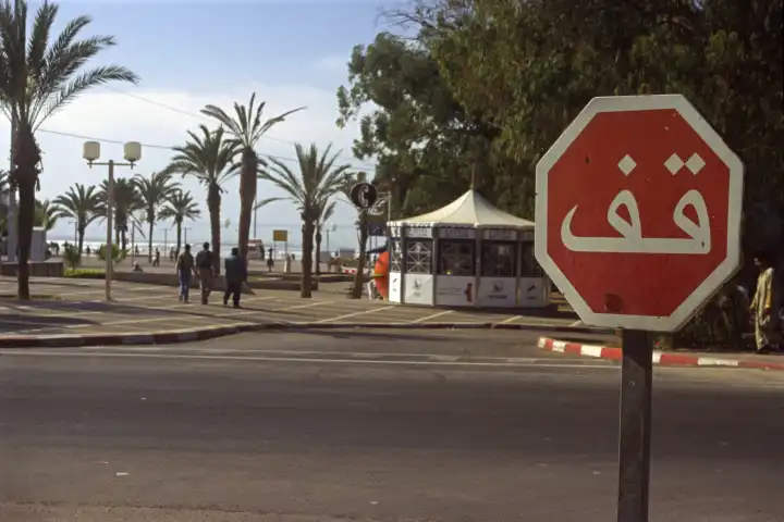 Agadir, street scene with stop sign