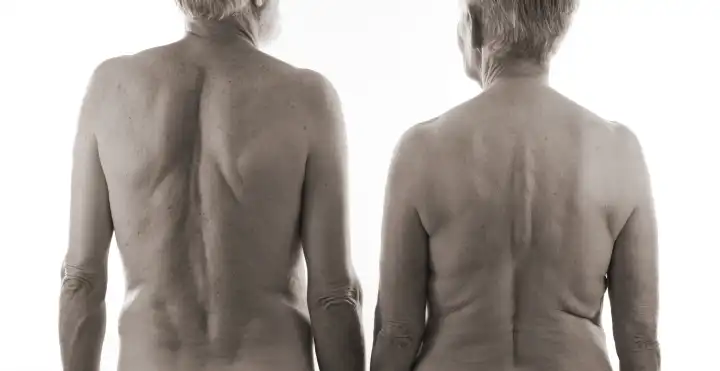 Old couple naked from back