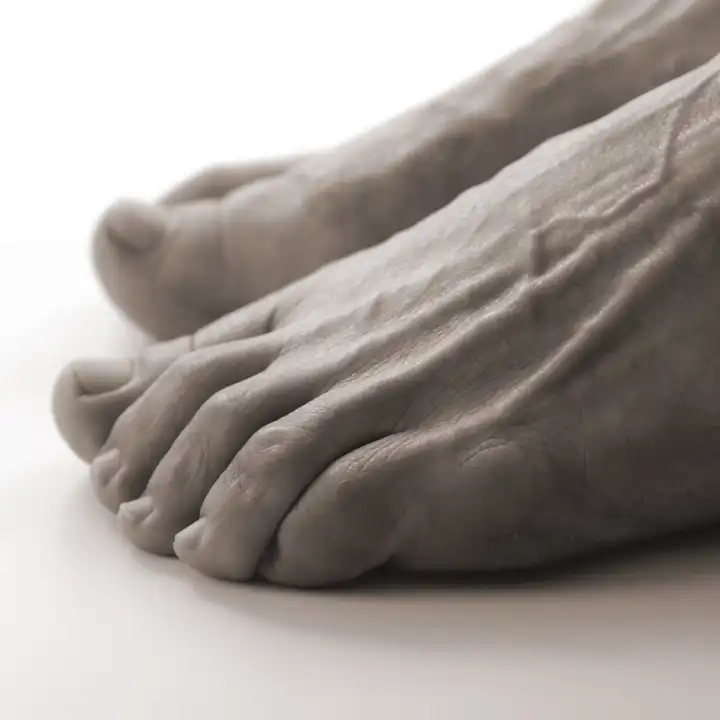 Feet of an old woman barefoot