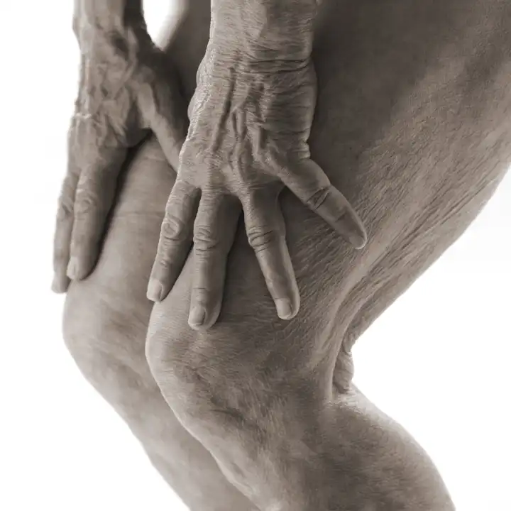 Hands an knees of an senior woman