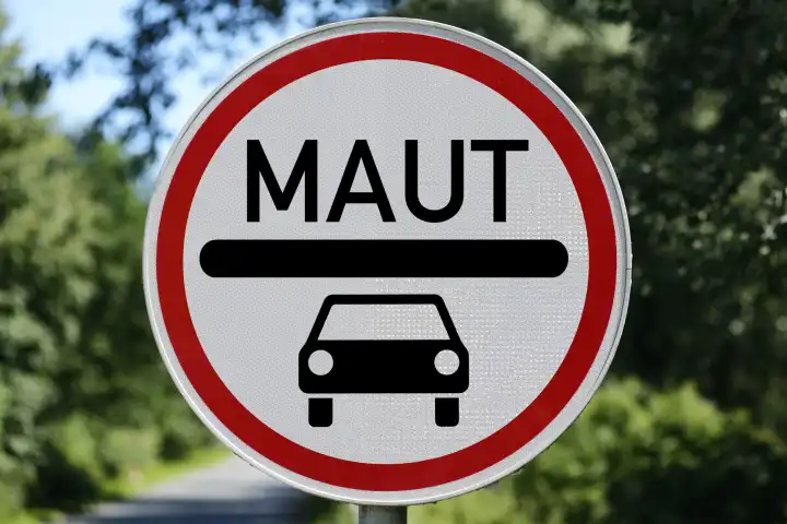 German car toll sign, photomontage