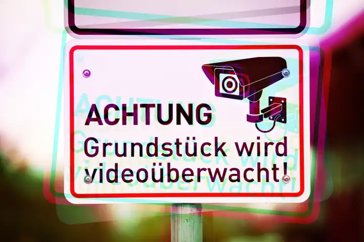 A sign informs about video surveillance