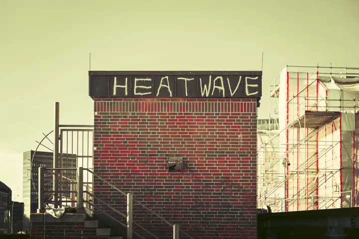 Das Wort heatwave ist auf einen Brückenzugang in Hamburg gesprüht worden