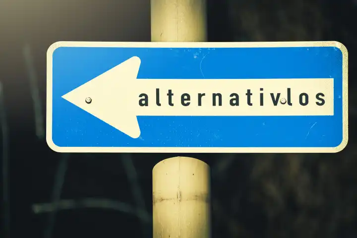 One-way street sign with the inscription alternativlos