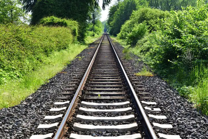Empty railroad tracks, symbol photo railroad strike