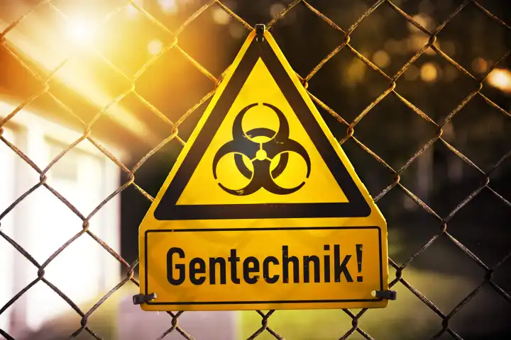Danger sign with biohazard sign and inscription genetic engineering