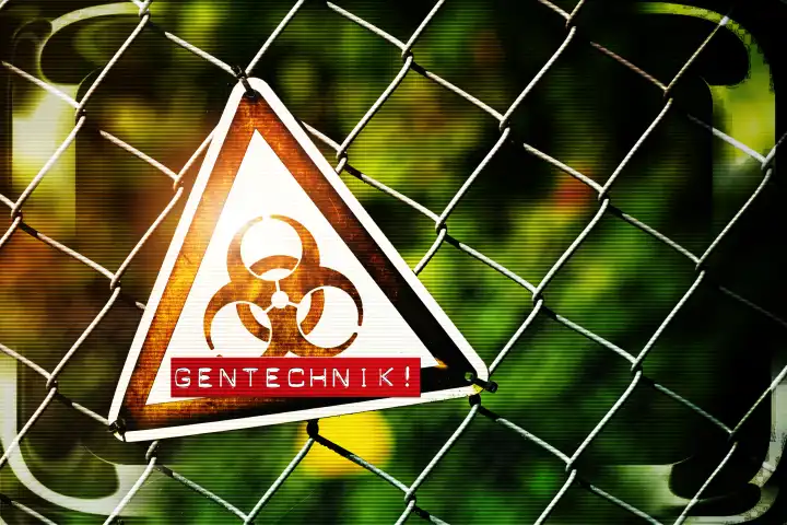 Danger sign with biohazard sign and inscription genetic engineering