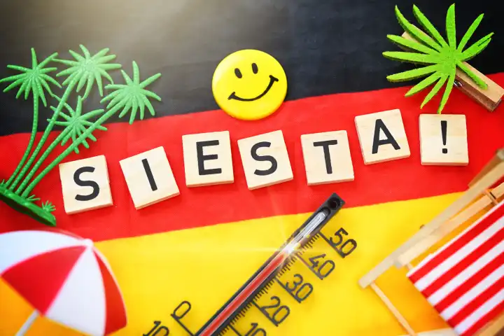 Writing Siesta! on a Germany flag