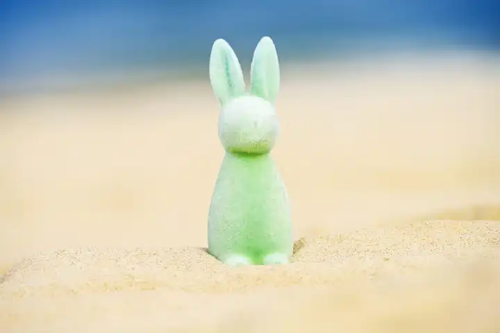 Easter bunny on the beach in Scharbeutz, Schleswig-Holstein, Germany