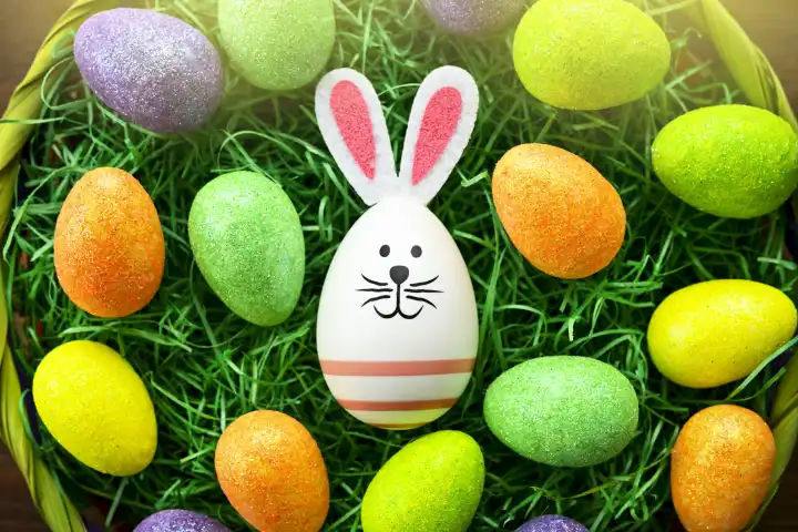 Easter bunny Easter egg in an Easter nest