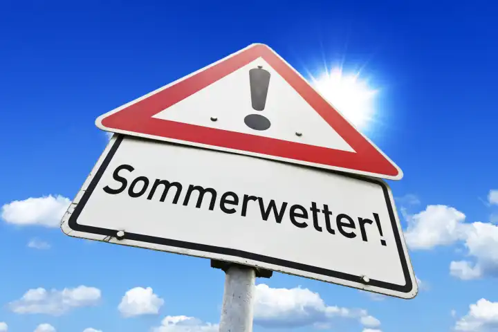 Summer weather sign, photomontage