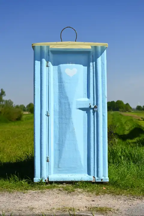 Mobile toilet cubicle at the roadside