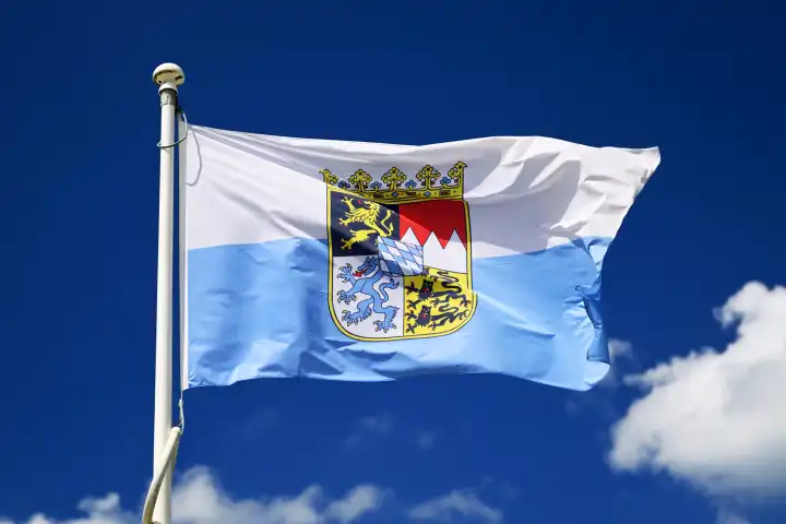 Waving flag of the German state of Bavaria