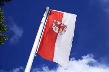 Wehende Fahne des deutschen Bundeslandes Brandenburg