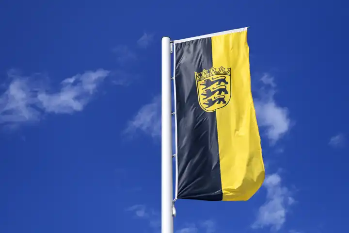 Waving flag of the German state of Baden-Württemberg