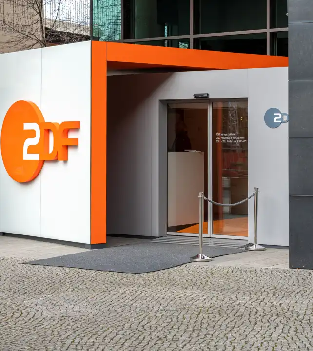 Entrance to the ZDF studio during the Berlinale 2020 at Potsdamer Platz