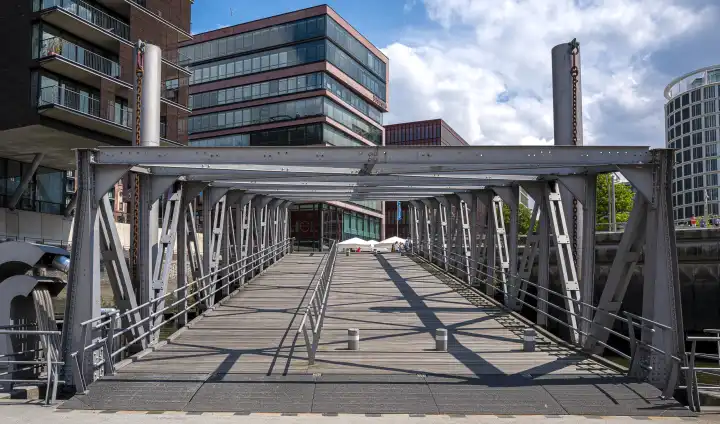 Footbridge at Sandtorhafen in Hafencity, Hamburg, Germany