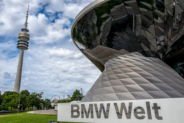 modern facade of BMW World, Munich, Bavaria, Germany