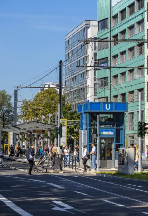 the new streetcar line with the stops in Turmstraße, Berlin-Moabit, Berlin, Germany
