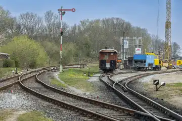 Rügen, Gleisbaurbeiten am Bahnhof,  Mecklenburg-Vorpommern, Deutschland