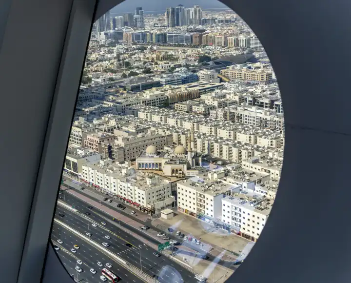 The Frame, Aussichtsplattform im oberen Stockwerk, , Dubai, Vereinigte Arabische Emirate, Naher Osten, Vorderasien