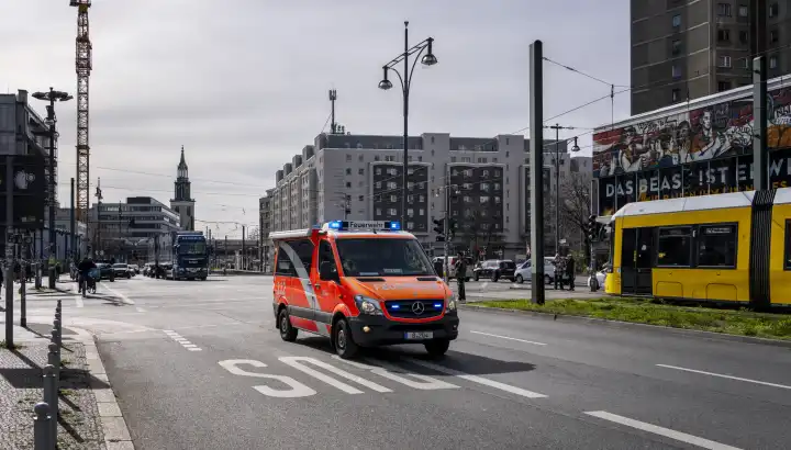 Berlin fire department ambulance in Berlin-Mitte, Berlin, Germany