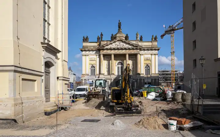Construction site of the Garrison Church in Potsdam, Brandenburg, Germany