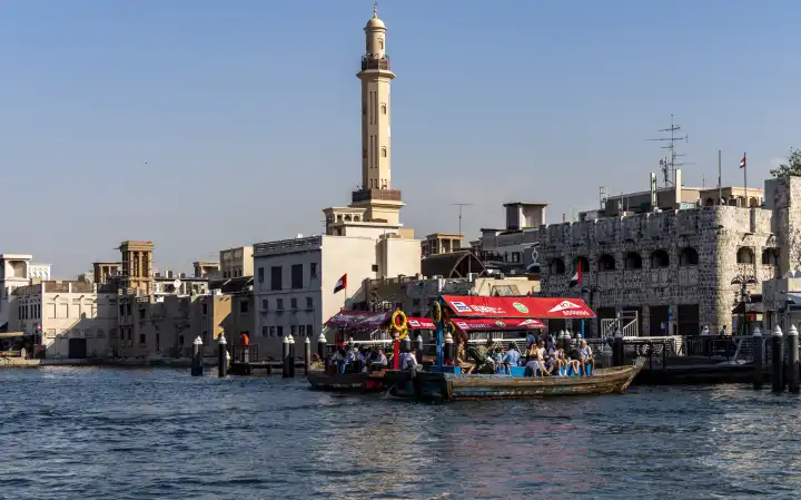 Dubai Abra Boote an der Altstadt von Dubai, Vereinigte Arabische Emirate, Naher Osten, Asien