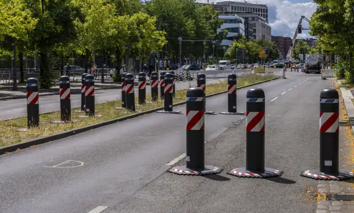 European Football Championship 2024, barriers with bollards on the fan mile around the Brandenburg Gate, Berlin, Germany