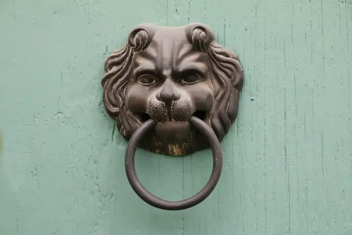 Doorknocker at a door in the old town of Bad Radkersburg, Styria