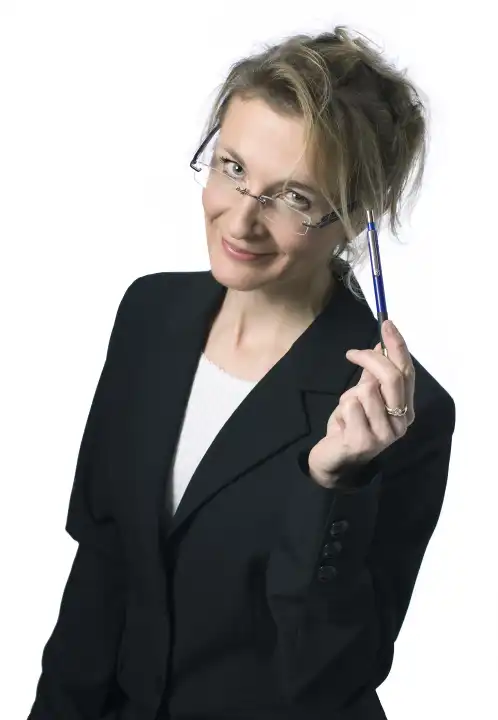 Geschäftsfrau mit Bleistift