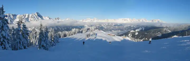 skiing in the alps mountain