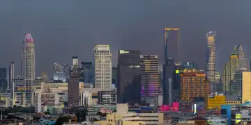 Panorama from Golden Mount, Skyline of Bangkok, Thailand, Asia