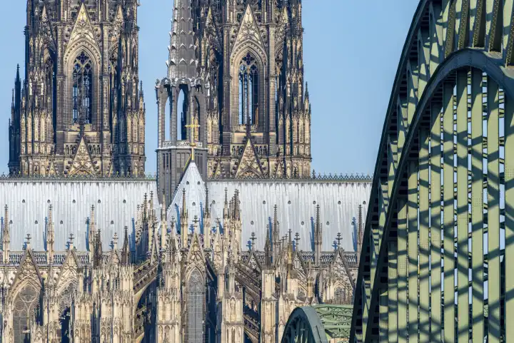 Cologne Cathedral and Hohenzollern Bridge, Cologne, North Rhine-Westphalia, Germany, Europe