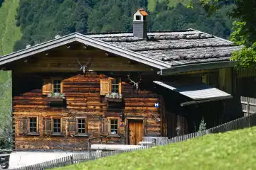 Gerstruben, a former mountain farming village in the Dietersbachtal valley near Oberstdorf, Allgäu Alps, Allgäu, Bavaria, Germany, Europe
