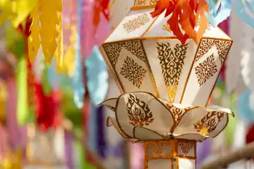 Zahlreiche Lampions am Golden Mount zum Jahreswechsel, Bangkok, Thailand, Asien