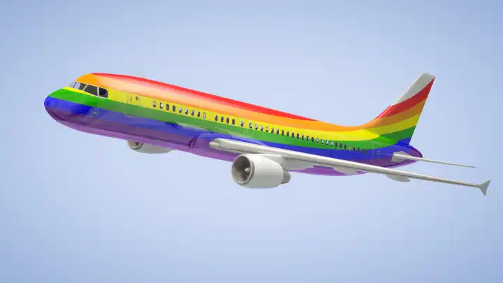 An image of a rainbow coloured Airplane