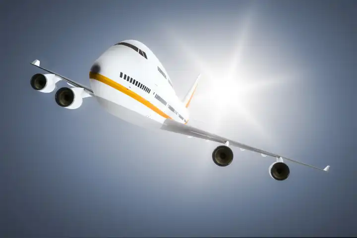 An image of an Airplane and the sun