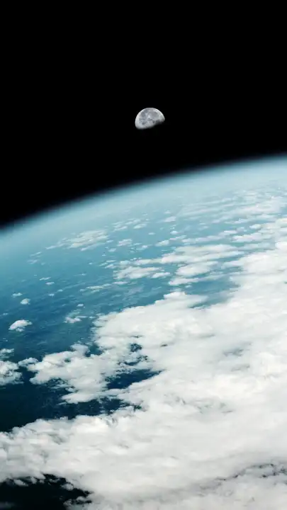 An image of a earth view and the moon