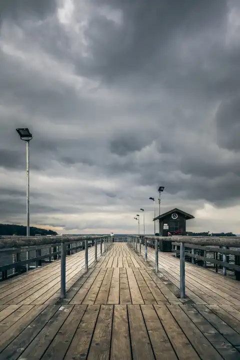 An old jetty at Chiemsee lake in Bavaria Germany