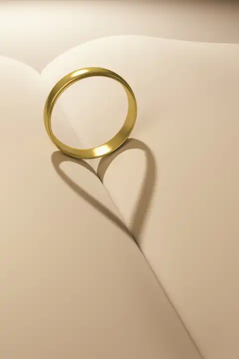 A ring and a heart shadow on a book