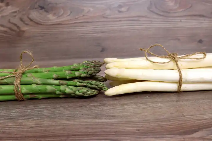 White and green asparagus fresh from the field